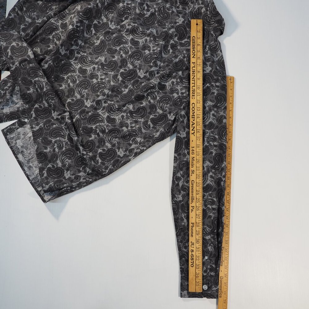 KingSize Shirt Mens LT Large Tall Black Gray Paisley Flip Cuff Preppy Minimalist - Picture 6 of 10